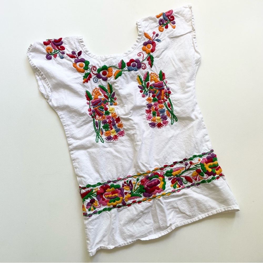 Peek Toddler Girls Embroidered Floral Tunic Dress Cotton Boho XS 2/3